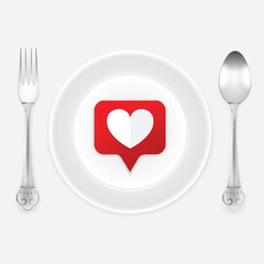 Like of popular in social networks, food for blogger, vector concept, illustration, EPS 10