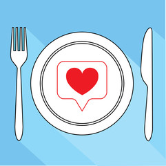 Like of popular in social networks, food for blogger, vector concept, illustration, EPS 10
