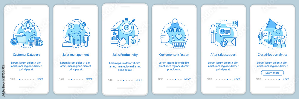 Wall mural sales performance onboarding mobile app page screen vector templ