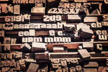 Antique letterpress printing blocks