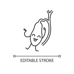 Happy gallbladder emoji linear icon
