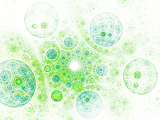 Light green fractal bubbles, digital artwork for creative graphic design