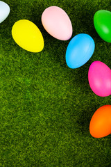 Easter eggs on green grass