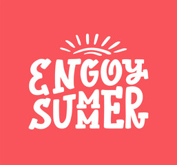 Lettering composition of Summer holidays. Lettering and calligraphy. Coral  background