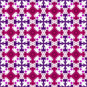 Vector violet, purple and cherry seamless background pattern with (figures, forms, rhombuses).