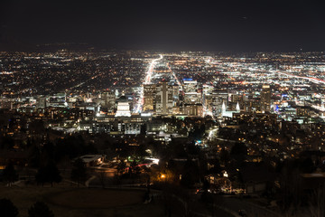 Night Overlook & Skyline of Salt Lake City