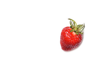 Beautiful and fresh strawberries from home garden on a white background. Close-up