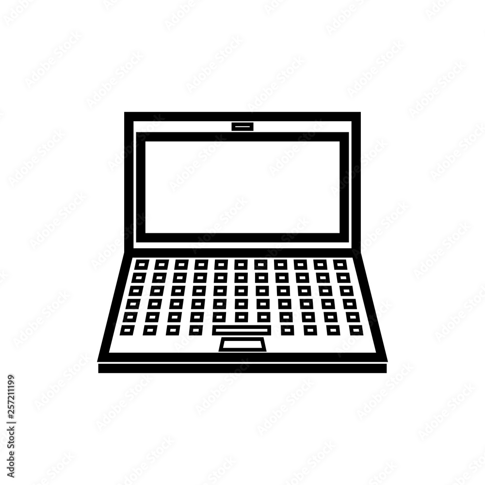 Poster vector image of a flat, linear icon of a portable computer. isolated notebook on white background
