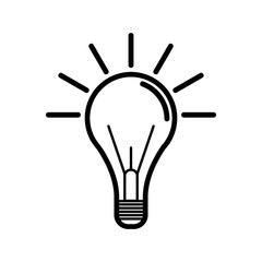 Vector image of a flat, linear light bulb icon. Isolated light bulb on a white background