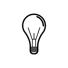 Vector image of a flat, linear light bulb icon. Isolated light bulb on a white background