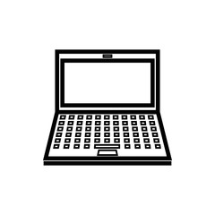 Vector image of a flat, linear icon of a portable computer. Isolated notebook on white background