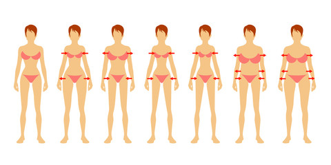  Seven fashion Woman figure type. Vector image