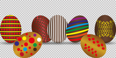 Fototapeta na wymiar Happy easter. Set of Easter eggs with different texture. Spring holiday. Vector illustration.