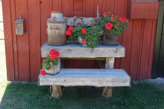 Blumenschmuck an einem Haus