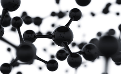 Abstract molecules design. Black atoms. Abstract background for chemistry science banner or flyer....