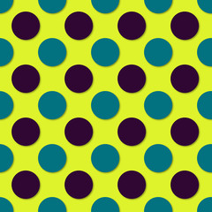 Polka dots seamless pattern. 3d vector background. Retro style print.