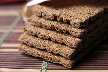 The healthy crispbread so close