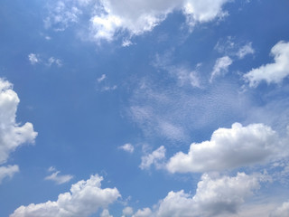White soft cloud texture on blue sky background