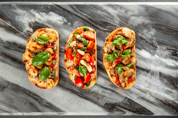 Assortment of traditional Italian bruschettas