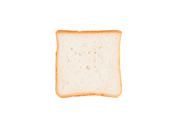 Single slice of toast bread isolated on white background