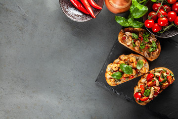 Assortment of traditional Italian bruschettas