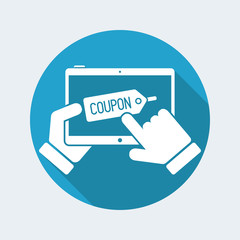 Coupon label on tablet