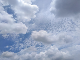 White soft cloud texture on blue sky background