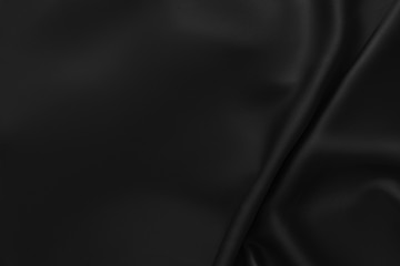 Black luxury wavy rippled glossy silk drapery cloth fabric