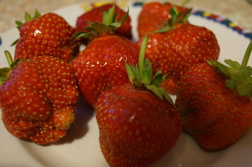 strawberries on a wooden background