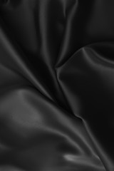 Black luxury wavy rippled glossy silk drapery cloth fabric