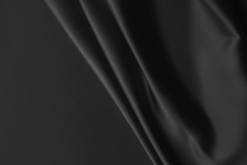 Black luxury wavy rippled glossy silk drapery cloth fabric