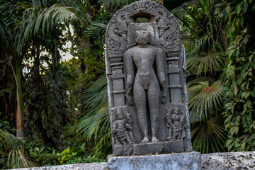 ancient epic stone carving of a god in the old city of India