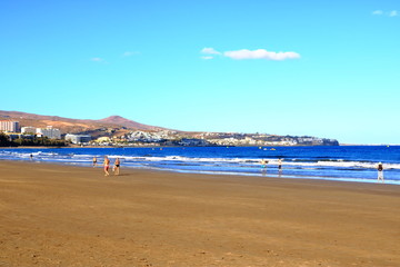 Sandy dunes in famous natural Maspalomas beach. Gran Canaria. Spain