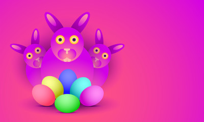 happy a easter bunnies day. rabbit waiting for new born on earth. vector illustration eps10