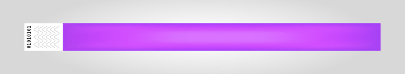 Obraz premium Vector illustration of purple or violet cheap empty bracelet or wristband. Sticky hand entrance event paper bracelet isolated. Template or mock up suitable for various uses of identification.