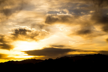 Bright blue sky with gentle cumulus clouds. Pink vanilla heaven. Natural summer and spring background.