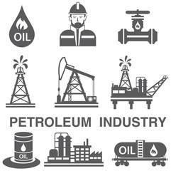 Set of  Oil or Petroleum Vector Flat Icons