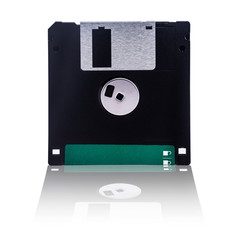 Floppy disc green color isolate on white background