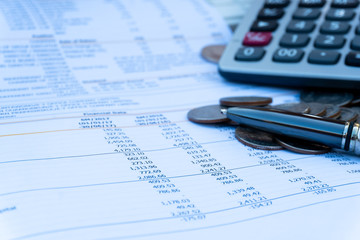 business data finance analysis with office equipment