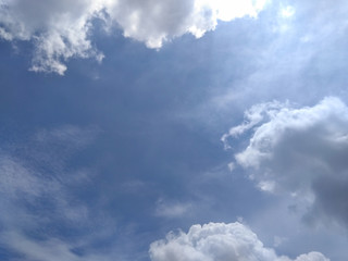 White soft cloud texture on blue sky background