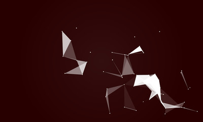 Abstract futuristic background with dots and lines. Vector illustration. Scientific and technological concept, molecular particles and atoms. Big data digital. Polygonal structure.