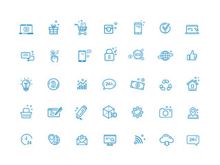 Blue vector internet icons set for webdesign