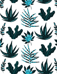 Fototapeta premium Set tropical leaves pattern