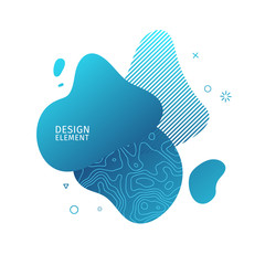 Abstract modern graphic elements. Dynamical blue color  form and line. Gradient abstract banner with plastic liquid shapes. Template for the design of a logo, flyer or presentation. Vector