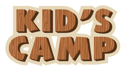vector summer kids camp Wood logo.