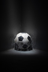 soccer ball in the corner with spider web
