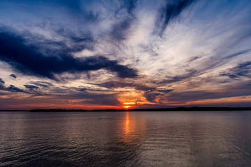 Fototapeta na wymiar Sunset at a lake in Oklahoma.