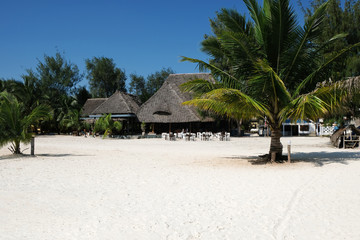 Cozy cafe on paradise sandy beach
