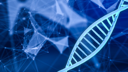 Abstract 3d rendering of DNA blood cell on scientific background.3d illustration.blurry background.. Science, technology and medical concept.