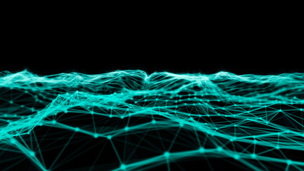 Blurry Global digital Network, abstract background.Wireframe of network communications. Digital concept of molecular polygonal shapes.